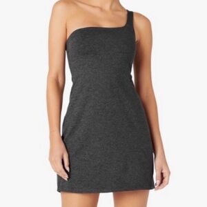 Beyond Yoga Spacedye One and Only Mini One Shoulder Tennis Dress Charcoal Gray S